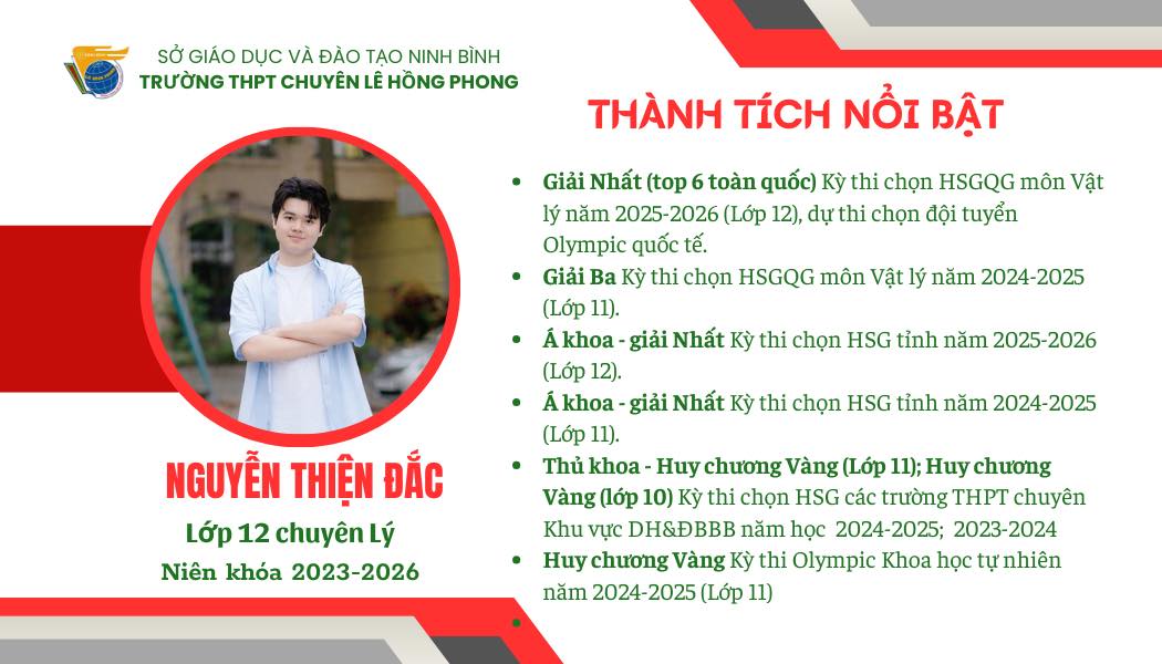 Nguyễn Thiện Đắc - Giải Nhất Quốc gia môn Vật lí - Hành trình bền bỉ của niềm đam mê khoa học
